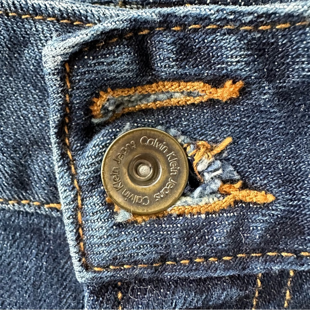 90s Y2K CALVIN KLEIN Button Pocket Vintage Denim Capris - Picture 5 of 11